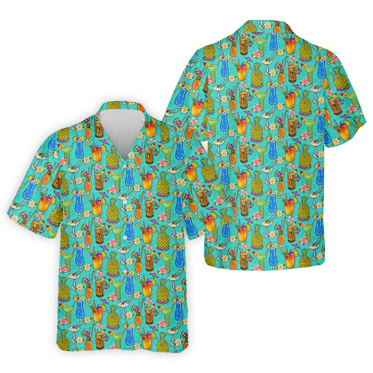 Tropical Cocktail Summer Vibe Retro Golf Shirt, Golf Tops For Men, Polo ShirtFor Men, Golf Shirts For Men