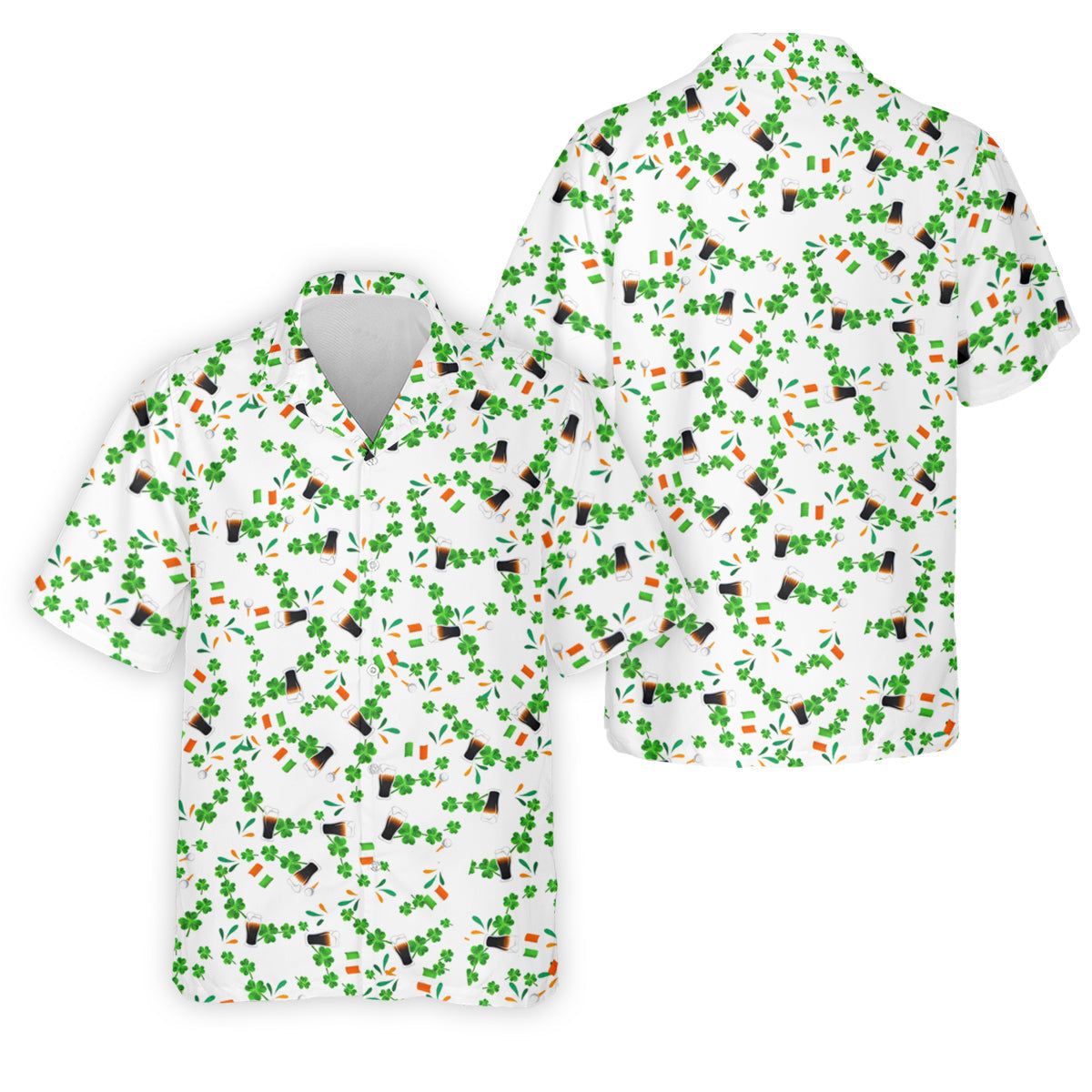 Dark Stout Beer St Patrick's Day Shamrocks White Golf Shirt, Polo ShirtFor Men, Golf Shirts For Men