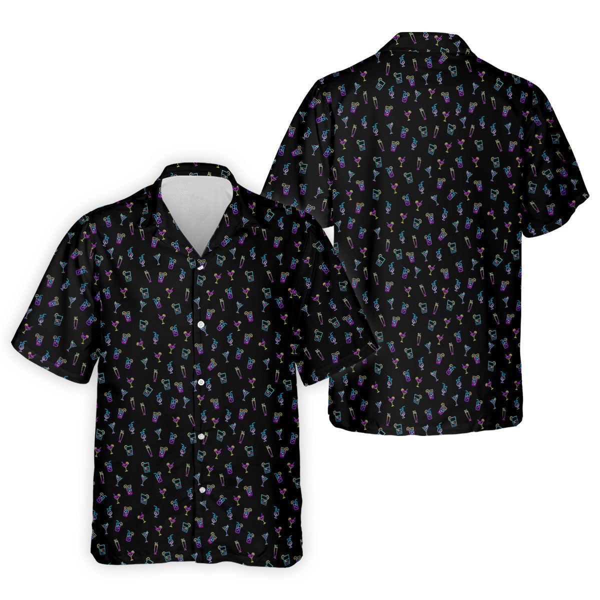 Neon Cocktail Retro Golf Shirt, Golf Tops For Men, Polo ShirtFor Men, Golf Shirts For Men