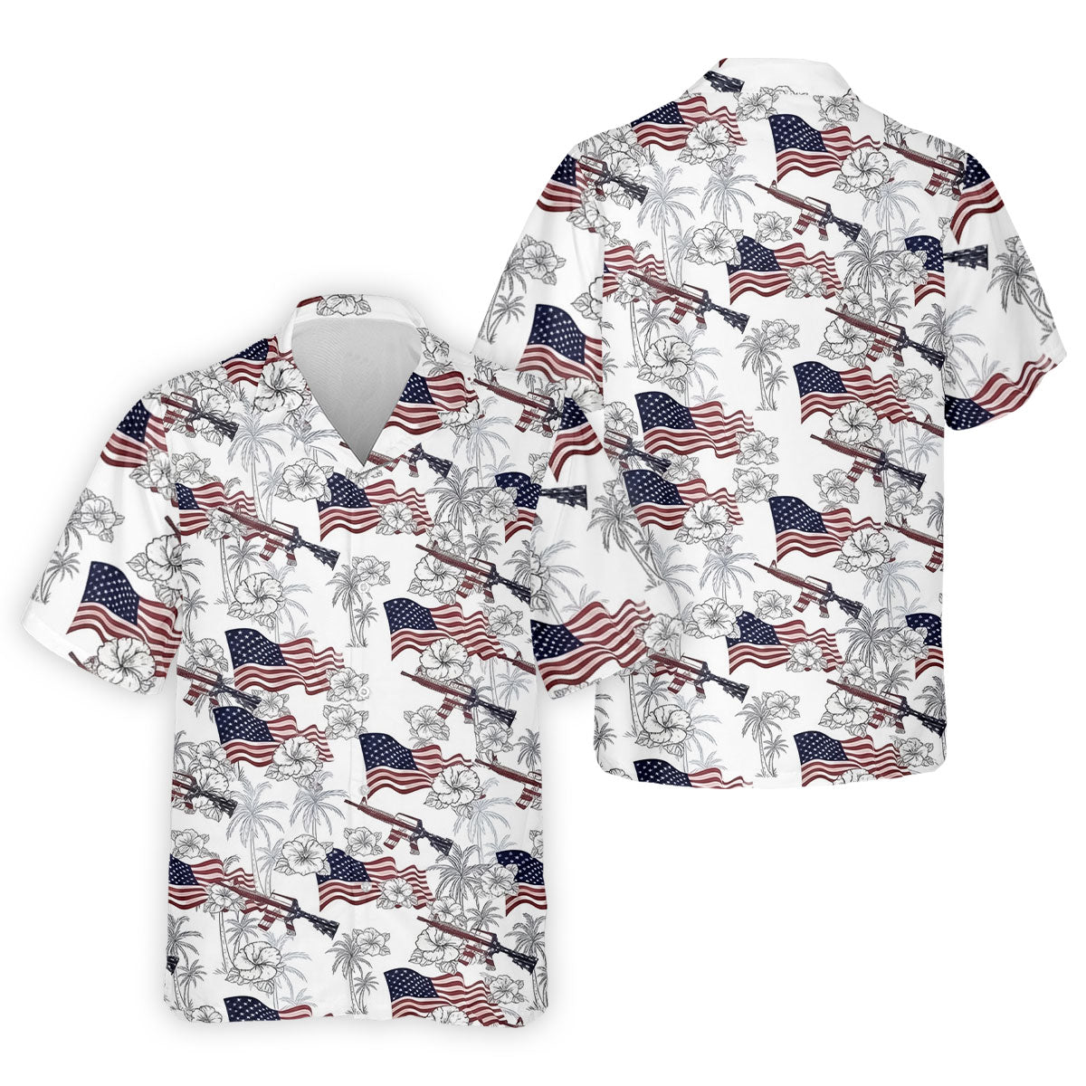 American Flag Pattern 4th Of July Tropical Vibe Patriotic Golf Shirt, 250th Anniversary Golf Shirts For Men