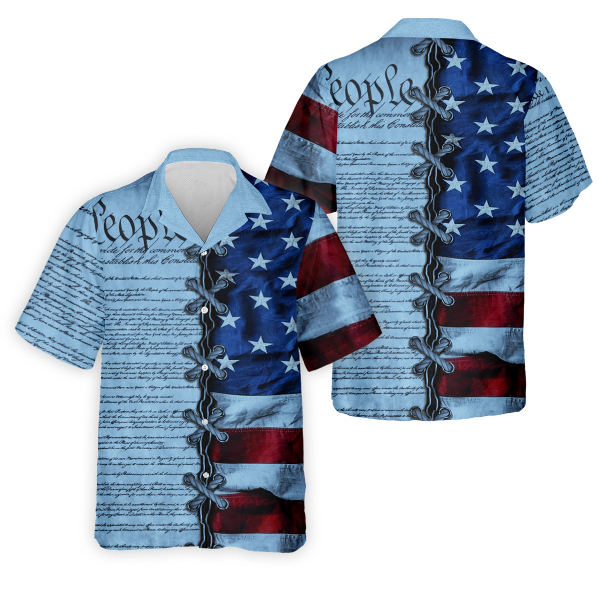 We The People Preamble Patriotic 4th Of July Blue Golf Shirt, 250th Anniversary Golf Shirts For Men