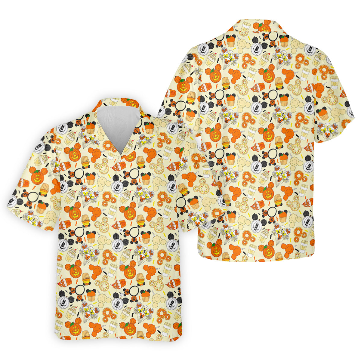 Cute Halloween Mouse Pumpkin Polo ShirtFor Men, Sweet Spooky Golf Tops For Men, Halloween Golf Shirt