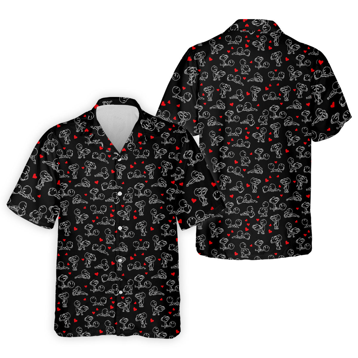 Naughty Position Stick Figure Couple Black Golf Shirt, Golfer Valentines Gift, Fun Golf Shirts For Men