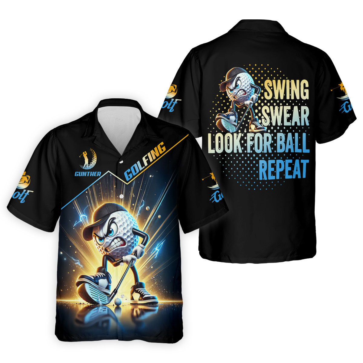 Swing Swear Look For Ball Repeat Fun Golf Shirt, Golf Shirts For Men, Golf Gift For Men
