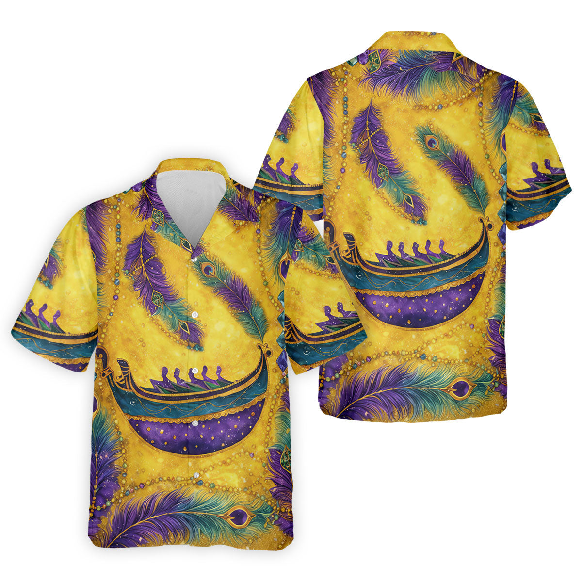 Mardi Gras Day Gradient Art Feather Print Retro Men's Golf Polo Shirt Golf Shirts For Men