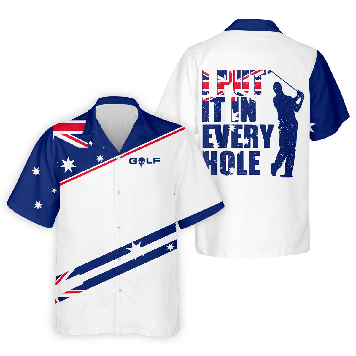 I Put It In Every Hole Australia Flag Print Men's Golf Top, Polo Shirt Men, Golf Shirts For Men