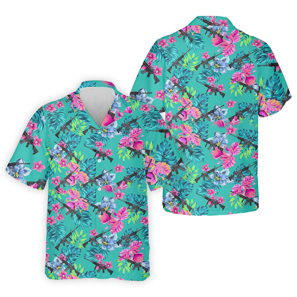 Hawaiian Floral With Army Theme Golf Shirts For Men, Polo ShirtFor Men, Golfing Apparel
