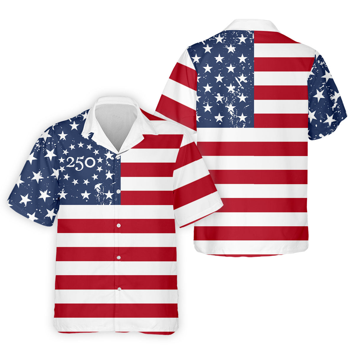 USA Flag Pattern Vintage Golf Shirt, 250th Anniversary Patriotic Golf Shirt, 4th Of July Golf Shirts For Men