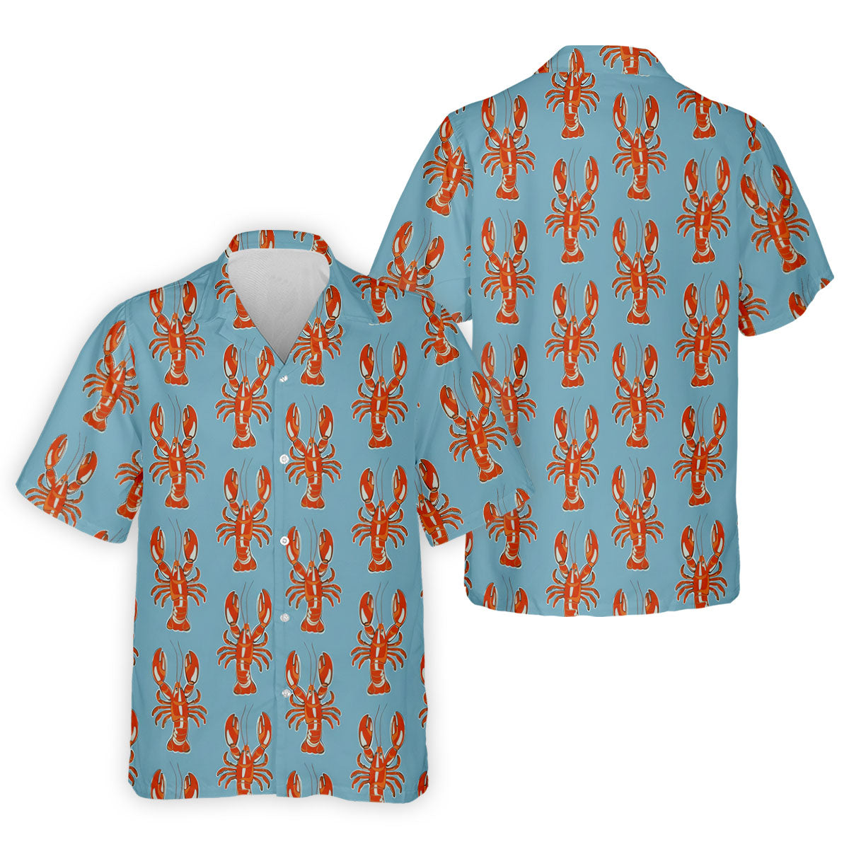 Orange Lobsters Light Blue Mardi Gras Golf Shirt, Golf Tops For Men, Polo ShirtFor Men, Golf Shirts For Men