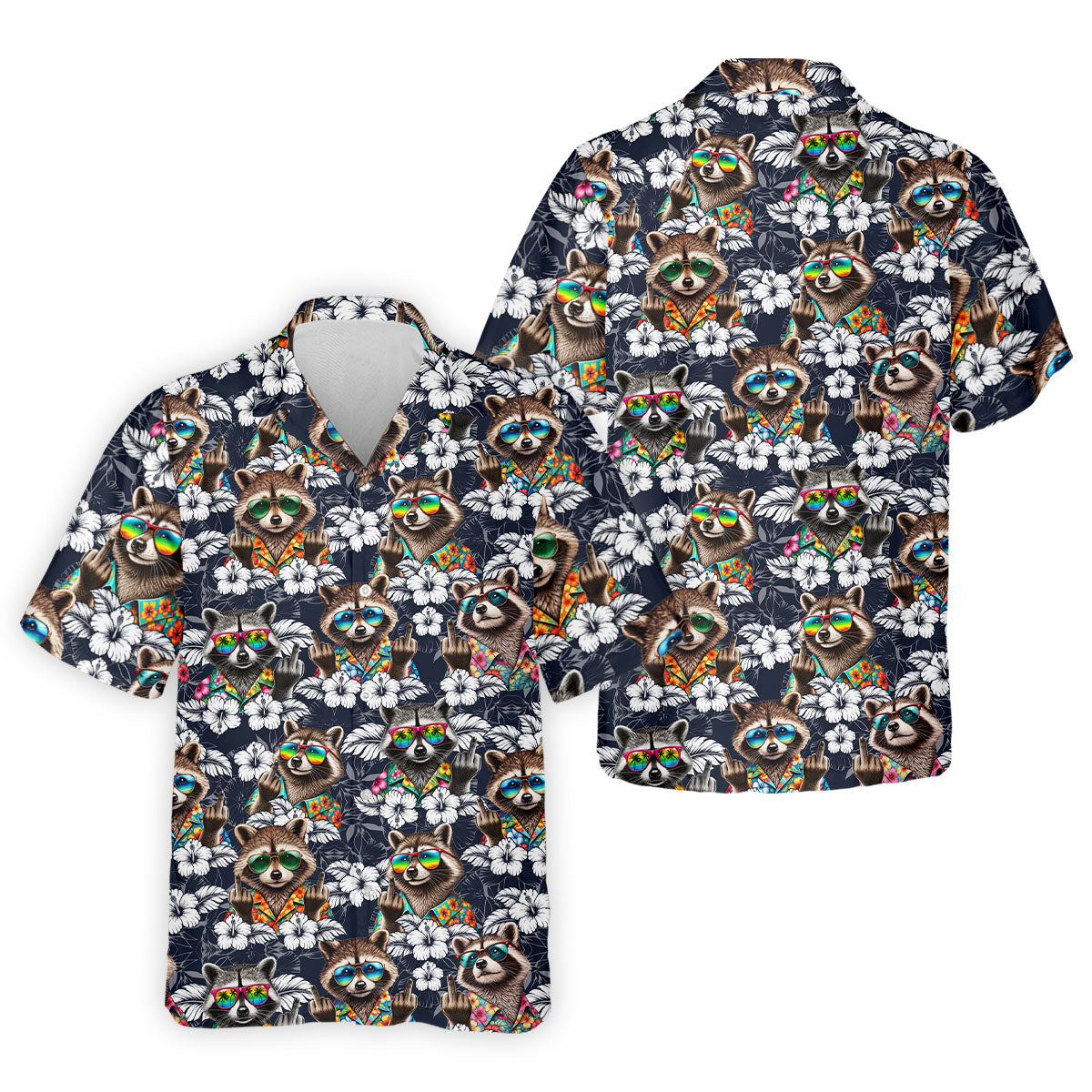 Cool Raccoon Sunglasses Tropical Golf Shirt, Funny Golf Shirt, Men's Golf Shirt, Polo Shirts For Men