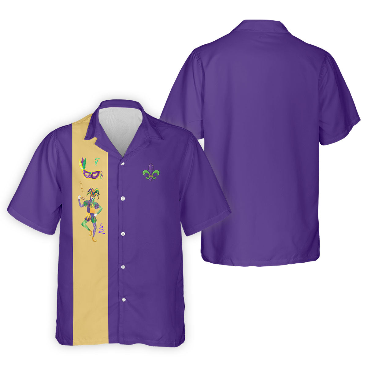 Mardi Gras Festival Jester Figure Fleur De Lis Symbol Purple Golf Shirt, Polo ShirtFor Men, Golf Shirts For Men