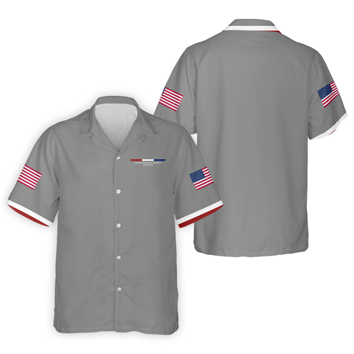 United States Of America 250 Years Grey Golf Shirt, Patriotic Golf Shirt, Golf Shirts For Men