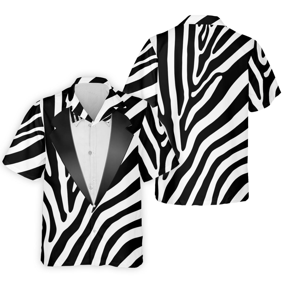 Zebra Pattern Funny Costume Hawaiian Golf Shirt, Polo ShirtFor Men, Golf Shirts For Men
