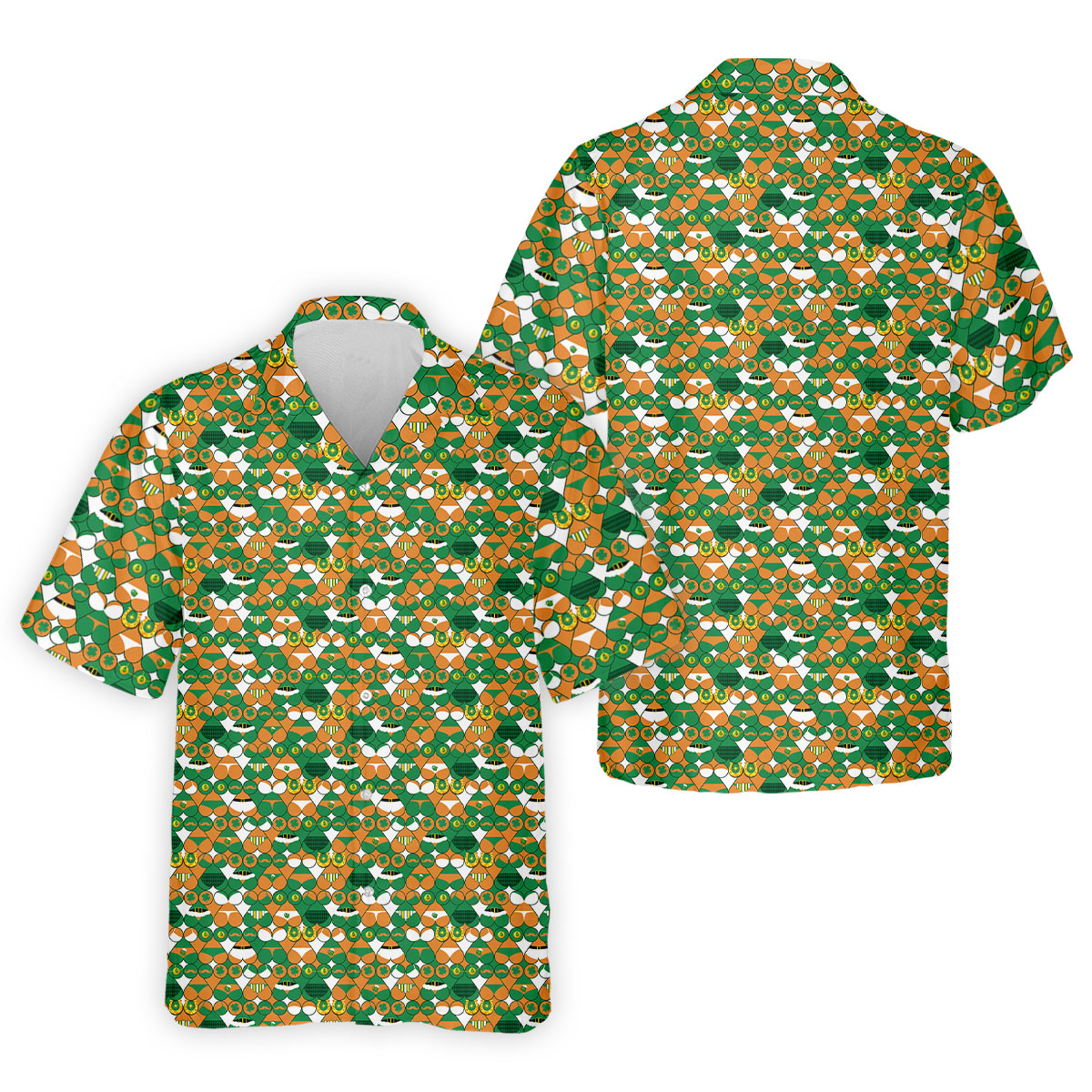 Naughty Fun Adult Humor St Patrick's Day Golf Shirt, Green Orange White Polo ShirtFor Men
