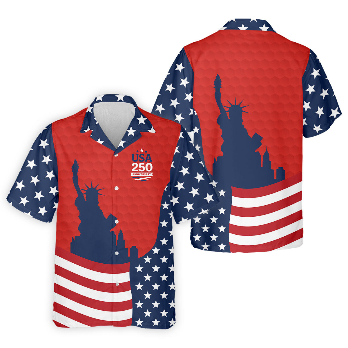 USA 250 Anniversary Statue Of Liberty Red Golf Shirt, Patriotic Golf Shirt, 4th Of July Golf Shirts For Men