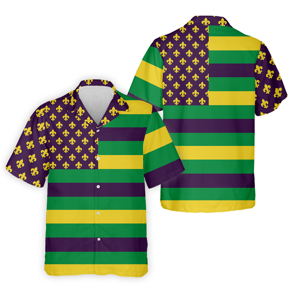 Mardi Gras Flags Fleur De Lis Purple Green Gold Golf Tops For Men, Polo ShirtFor Men, Golf Shirts For Men