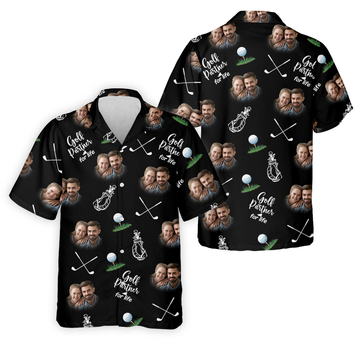 Golf Partner For Life Custom Photo Black Golf Tops For Men, Valentines Golf Gift, Golf Gift For Men