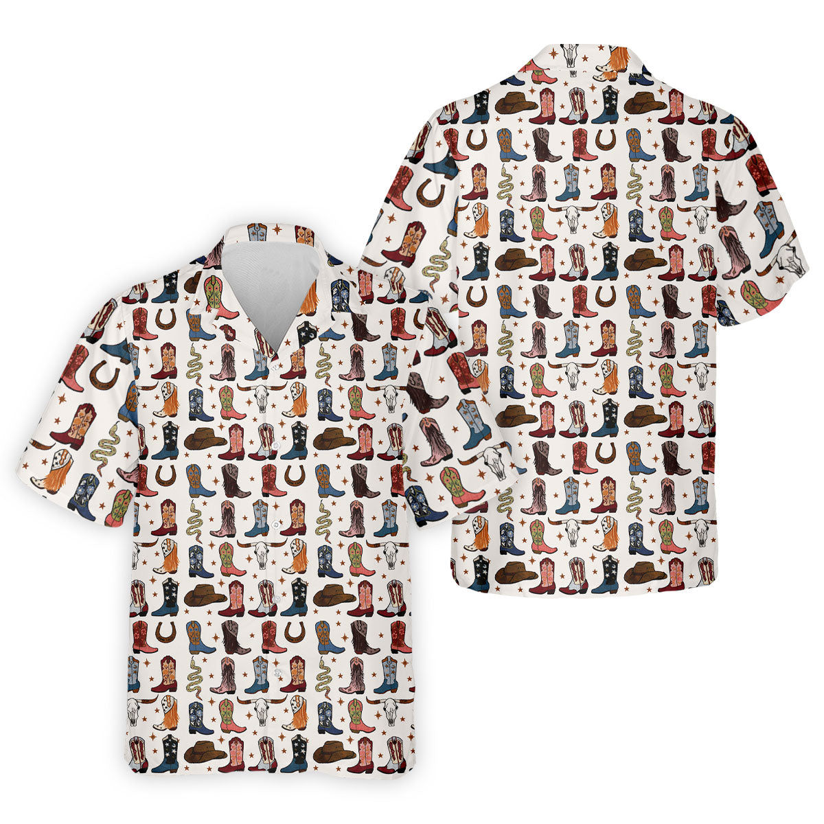 Western Cowboy Boots Horseshoes Pattern Retro Golf Shirt, Polo Shirt Men, Golf Shirts For Men