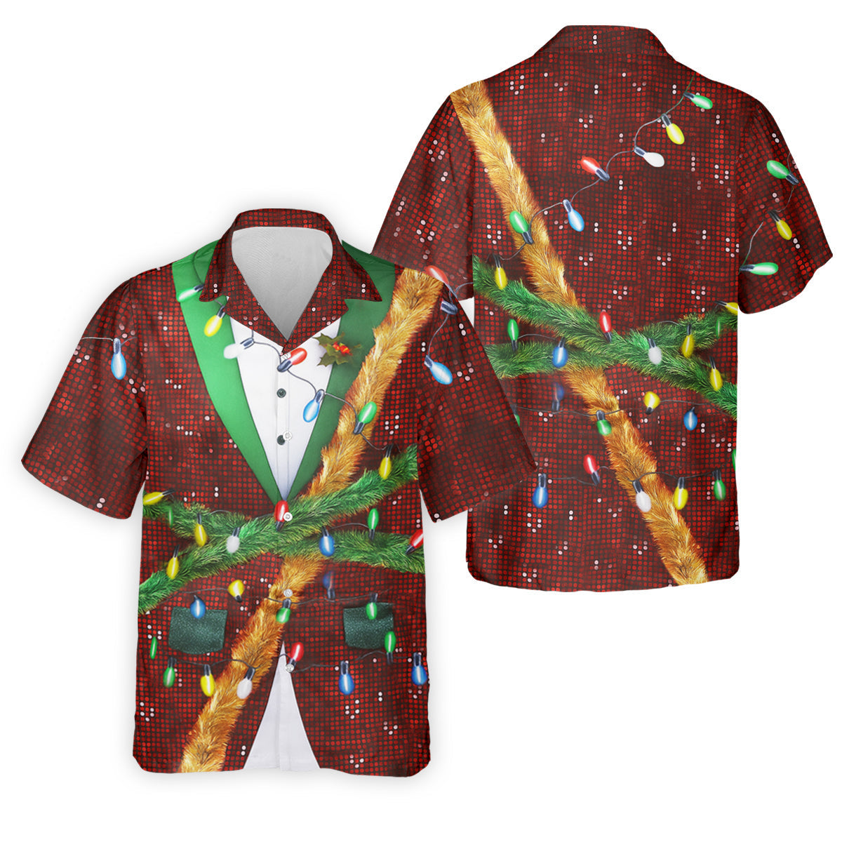 Christmas Lights Disco Ball Pattern Men's Golf Polo Shirttmas Golf Shirt, Golf Gift For Men