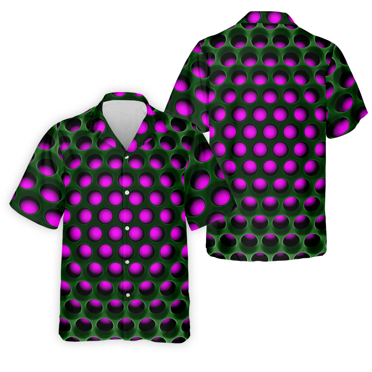 3D Effect Circular Pattern Purple Golf Shirt, Cool Golf Outfit, Men's Funny Golf Shirts, Polo Shirt Men