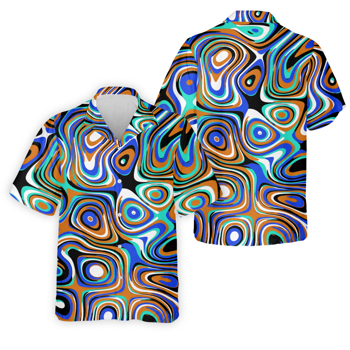 Blue And Orange Fluid Art Cool Golf Shirt, Golf Tops For Men, Golf Shirts For Men, Golf Gift For Men
