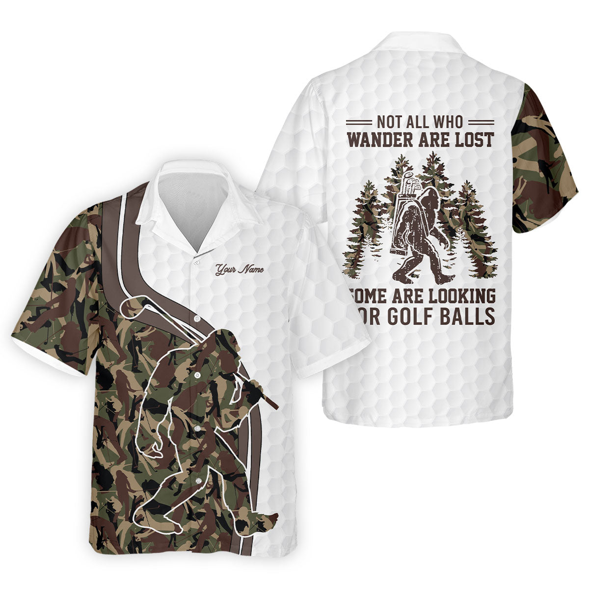 Not All Who Wander Are Lost Bigfoot Camouflage Funny Golf Shirt, Polo Shirtor Men, Golf Shirts For Men