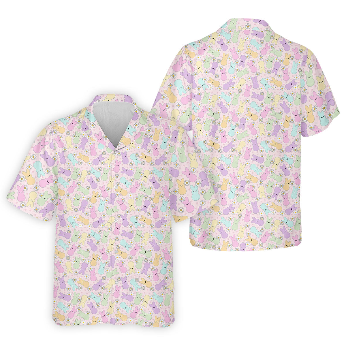 Easter Bunny Seamless Pattern Golf Shirts For Men, Men's Funny Golf Shirts, Cute Golf Outfit, Polo ShirtFor Men