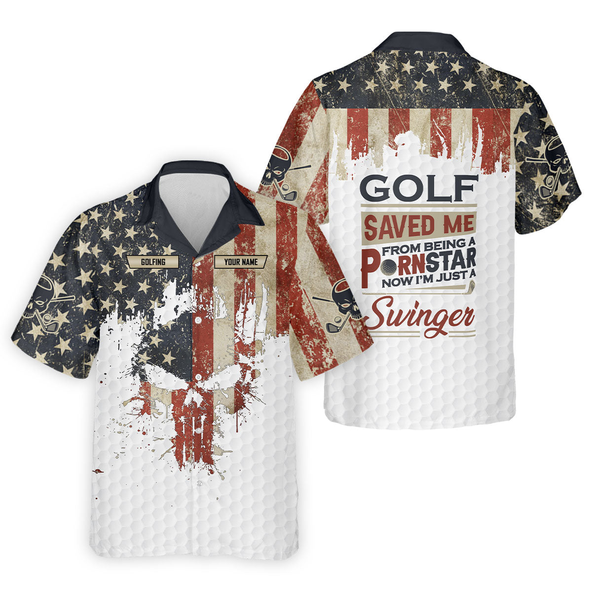 Golf Saved Me From Being A Pornstar Funny Golf Shirt, 250 Years Patriotic 4th Of July Golf Shirts For Men