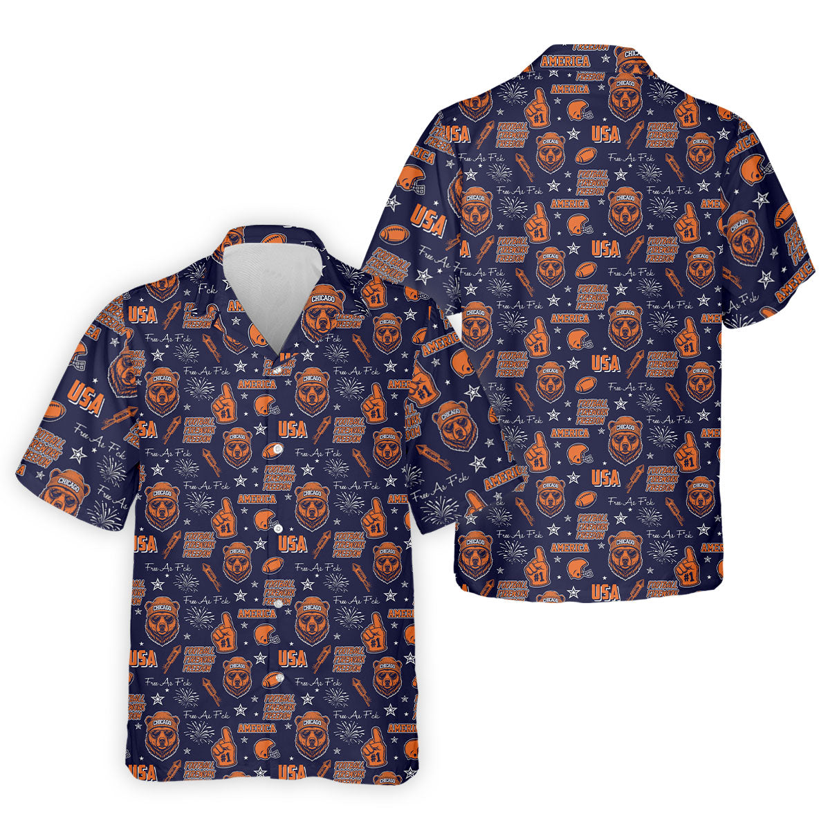 Cool Bear Beanie And Glasses Orange And Navy Blue Sport Polo, American Football League Gift Ideas For Football Fans