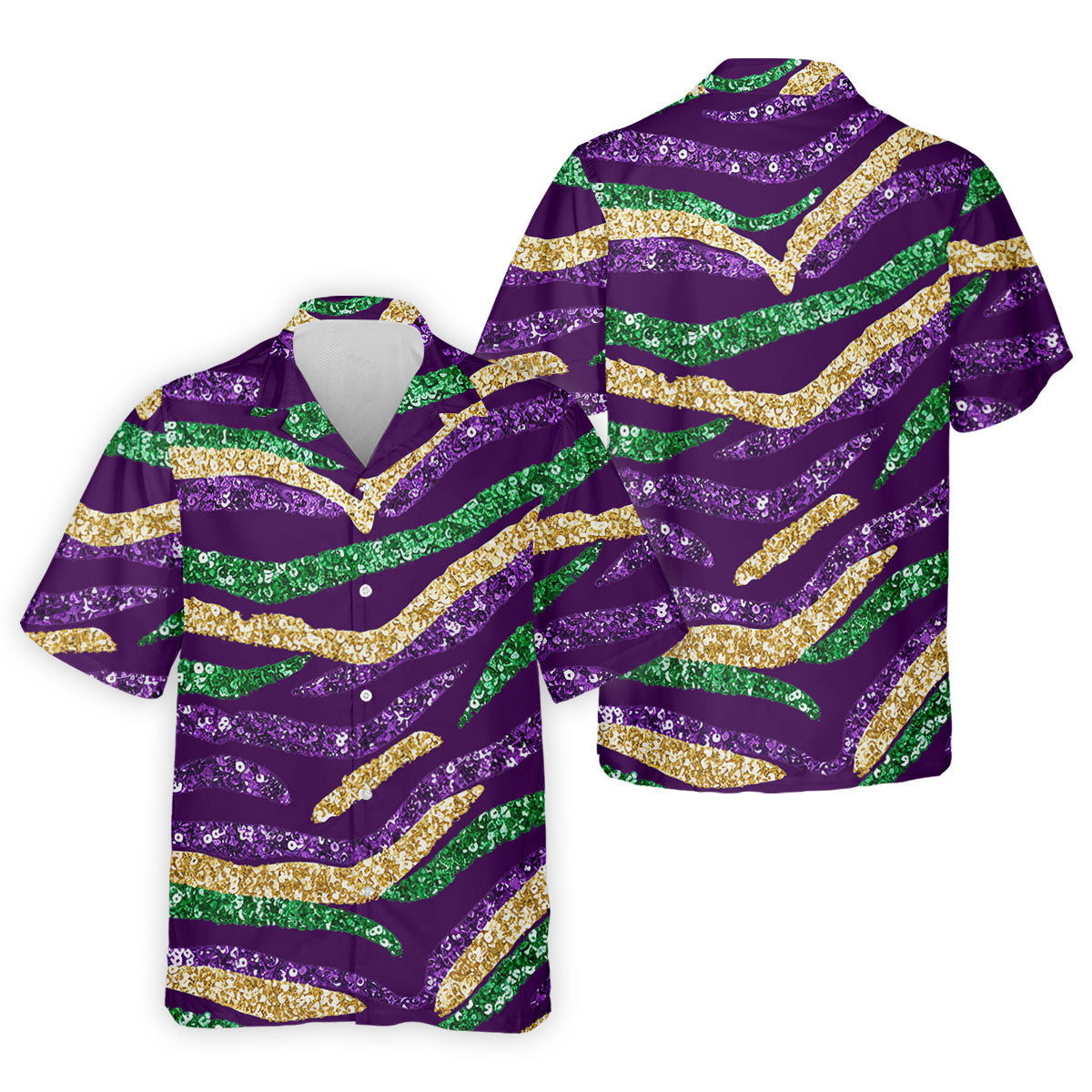 Purple Green Gold Sequin Pattern Purple Golf Shirt, Mardi Gras Golf Shirt, Polo ShirtFor Men