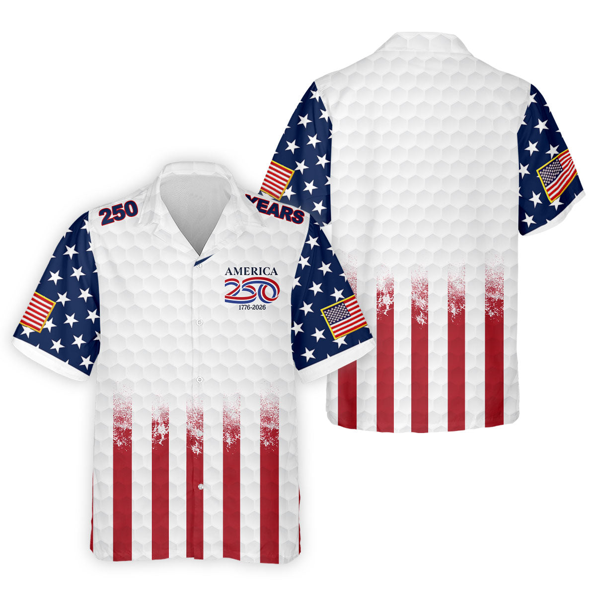 250 Years America Golf Ball Pattern 4th Of July Golf Shirt, Patriotic Golf Shirt, Golf Shirts For Men