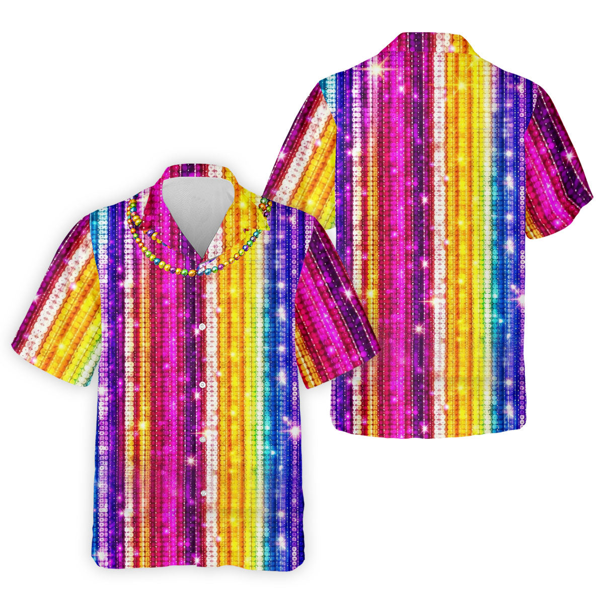 Mardi Gras Sequinned Glitter Print Golf Tops For Men, Polo ShirtFor Men, Golf Shirts For Men