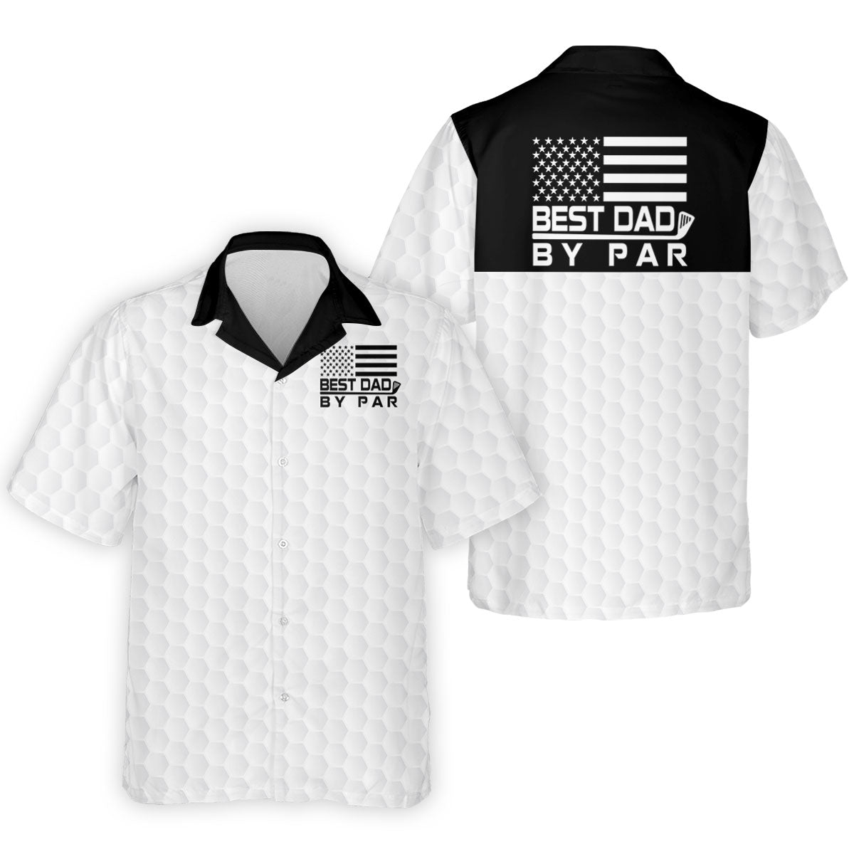 Best Dad By Par Golf Ball Pattern US Flag Print Father's Day Golf Shirt, Golf Gift For Dad
