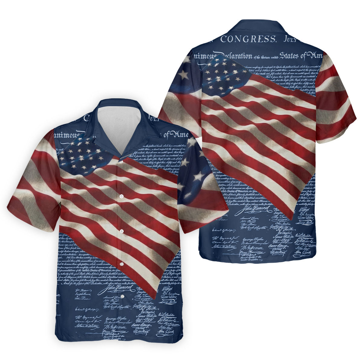 Patriotic American Flag Declaration Of Independence 4th Of July Navy Golf Shirt, 250th Anniversary Polo ShirtFor Men