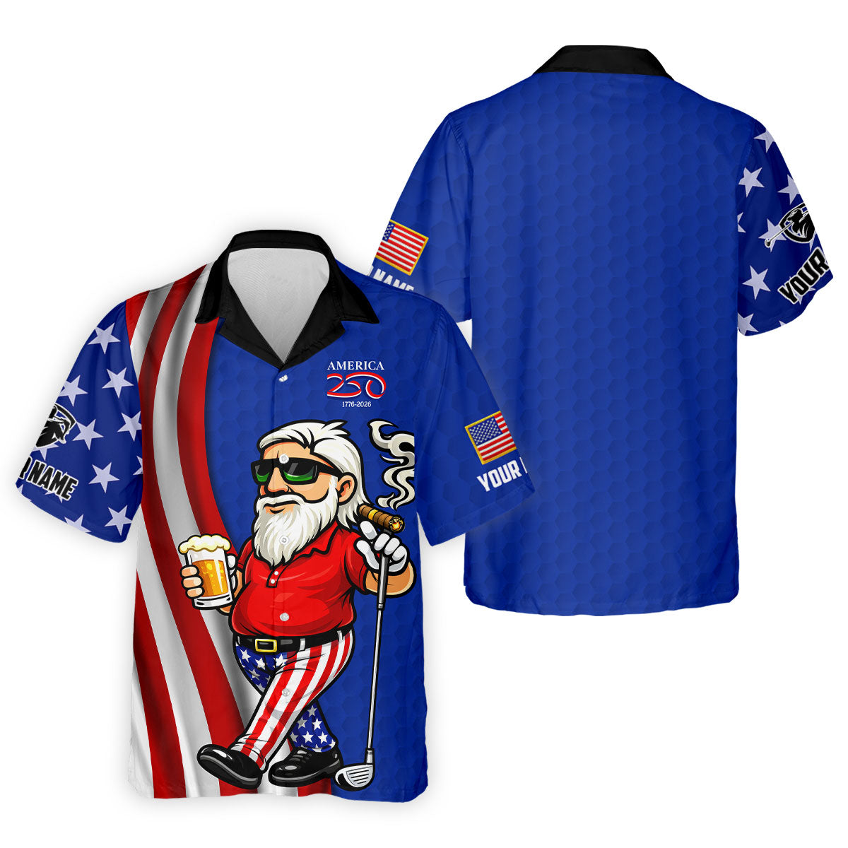 America 250 Patriotic Man 4th Of July Navy Golf Shirt, Golf And Beer Golf Shirts For Men
