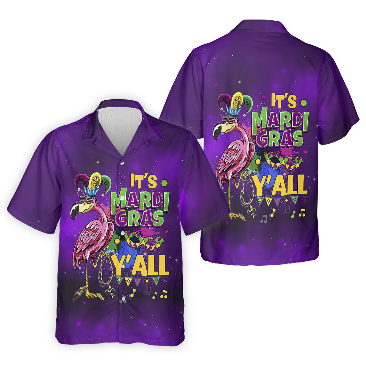 It's Mardi Gras Y'All Funny Flamingo Purple Golf Shirt, Polo ShirtFor Men, Golf Shirts For Men