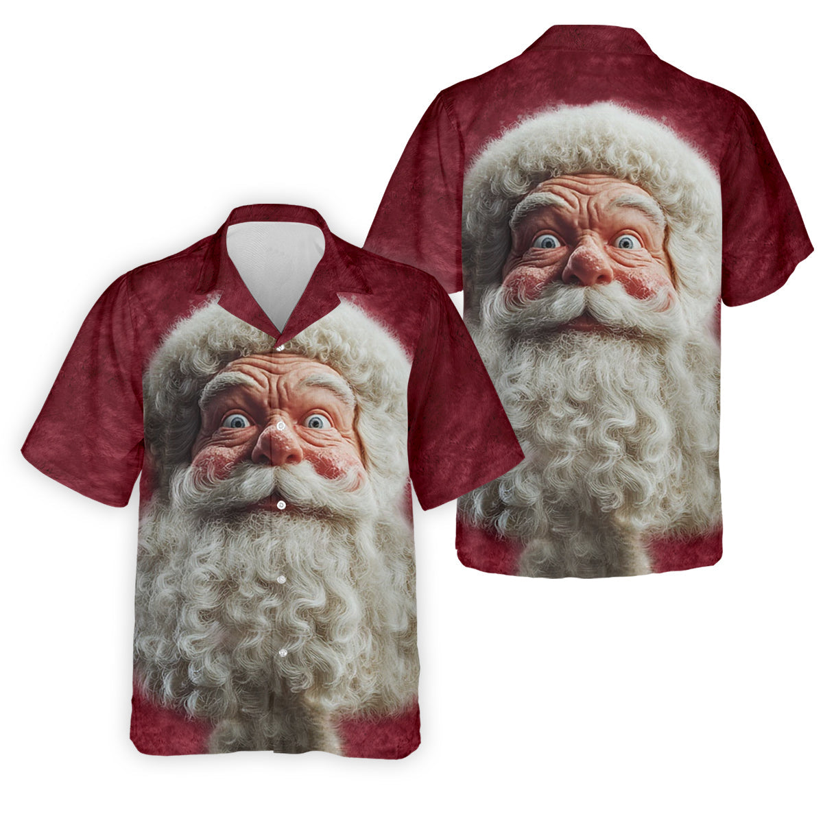 Santa Claus Face Funny Holiday Vintage Print Men's Golf Polo Shirtristmas Golf Shirt, Golf Gift For Men