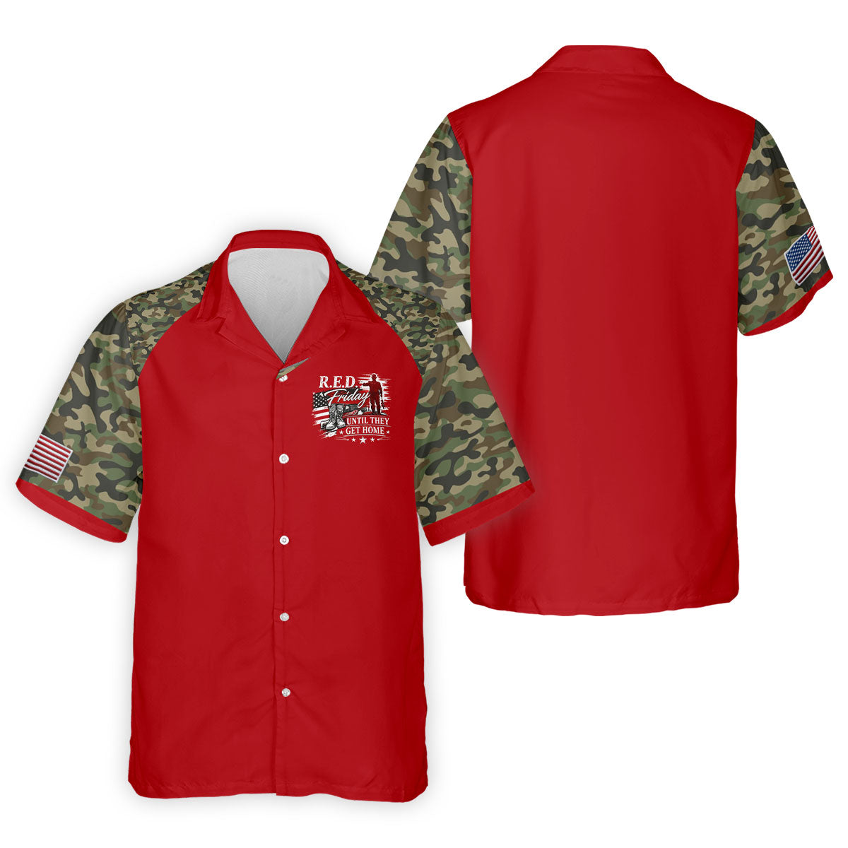 RED Friday Untill They Get Home Red Camo Golf Shirt, Veteran Memorial 250 Years Polo Shirtor Men