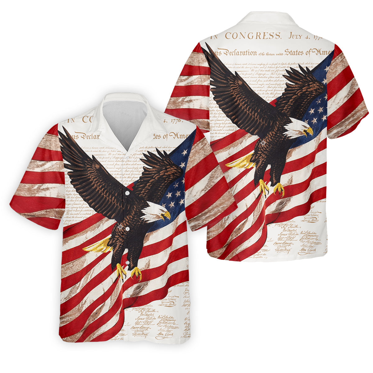 American Flag And Eagle Patriotic Pride Golf Tops For Men, 250th Anniversary Patriotic Golf Shirts For Men