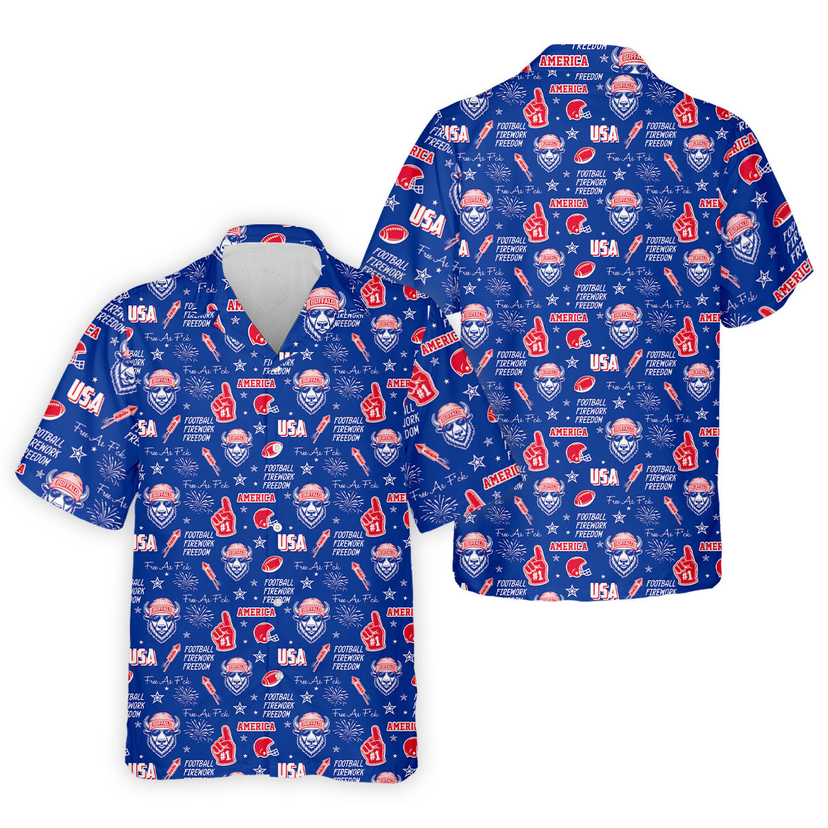 The Bisons Cool Buffalo Blue And Red Sport Polo, American Football League Gift Ideas For Football Fans