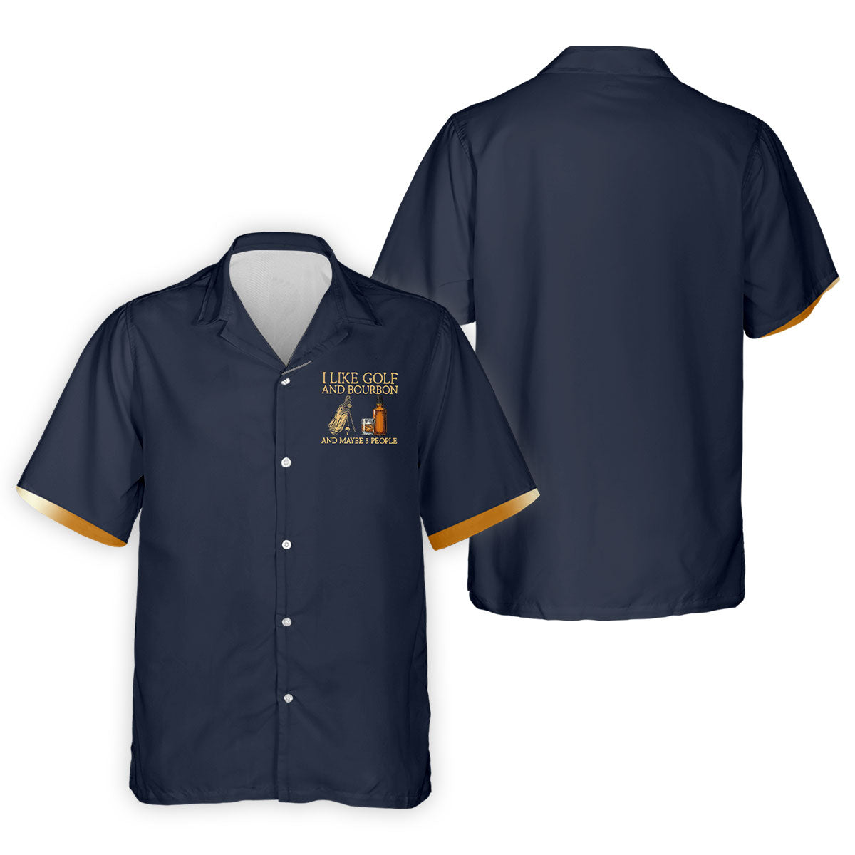 I Like Golf And Bourbon Navy Golf Shirt, Golf And Whiskey Golf Shirts For Men, Men's Funny Golf Shirts
