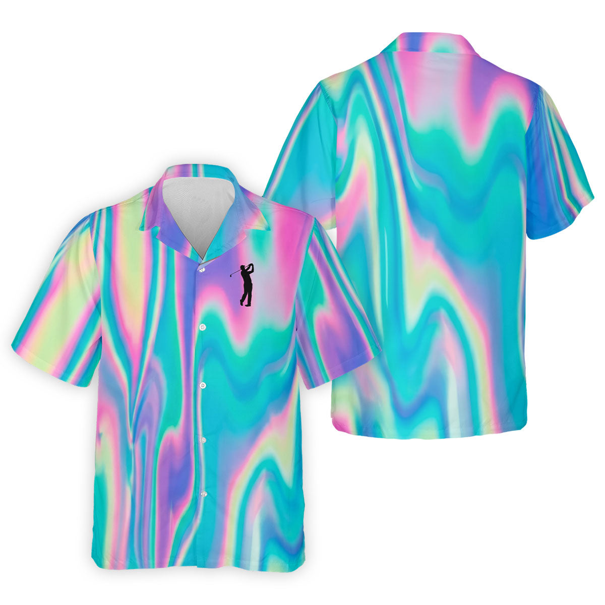 Shimmering Gradient Pattern Golf Shirts For Men, Polo ShirtFor Men, Golfing Apparel