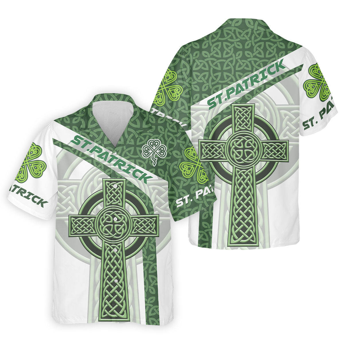 St Patrick's Day Celtic Knotwork Pattern Shamrock Golf Shirt, Polo ShirtFor Men, Golf Shirts For Men