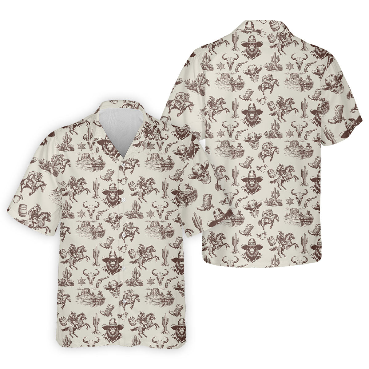 Funny Bigfoot Western Style Hawaiian Golf Shirt, Men's Golf Shirt, Polo Shirts For Men