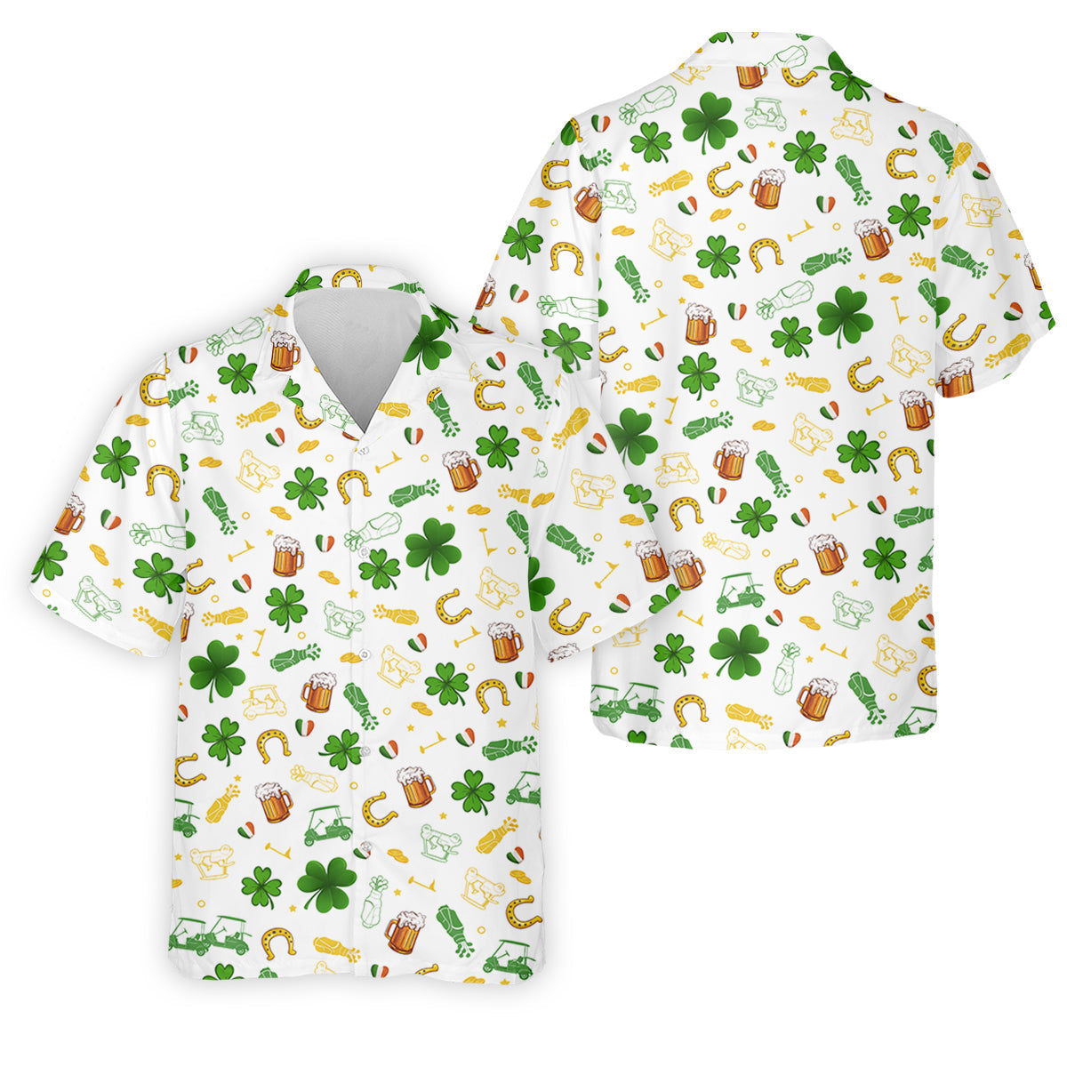 St Patrick's Day Beer Golden Horseshoes Shamrock Golf Shirt, Polo ShirtFor Men, Golf Shirts For Men