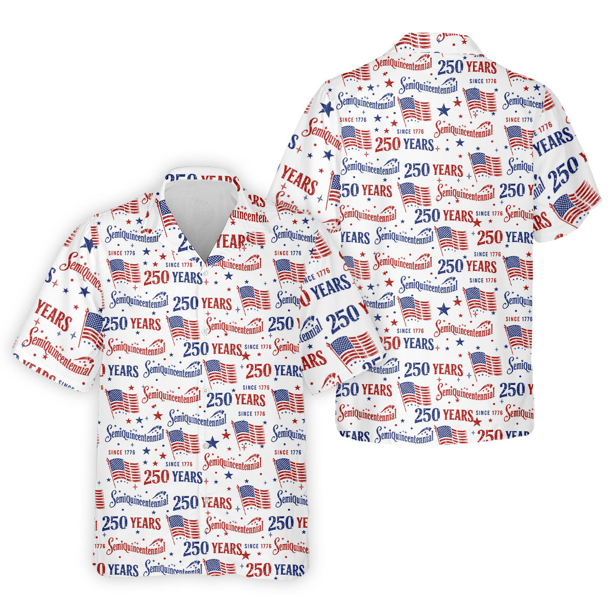 Semiquincentennial 250 Years Distressed American Flag Golf Shirt, Patriotic 4th Of July Golf Shirts For Men