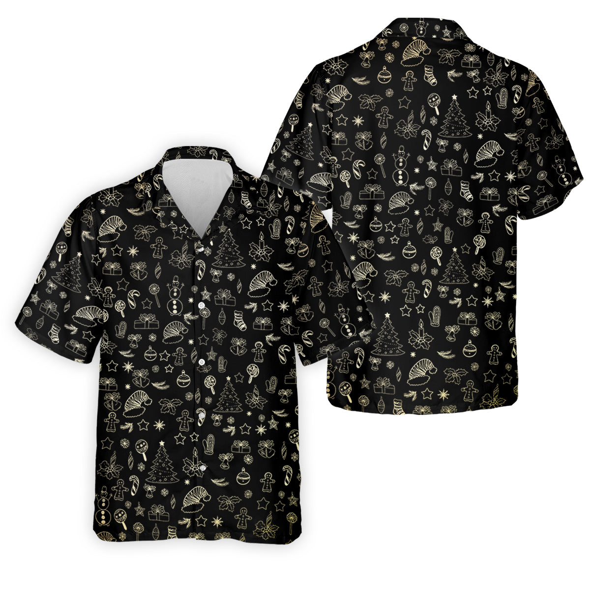 Festive Christmas Golden Pattern Men's Golf Polo Shirt Christmas Golf Shirt, Golf Gift For Men