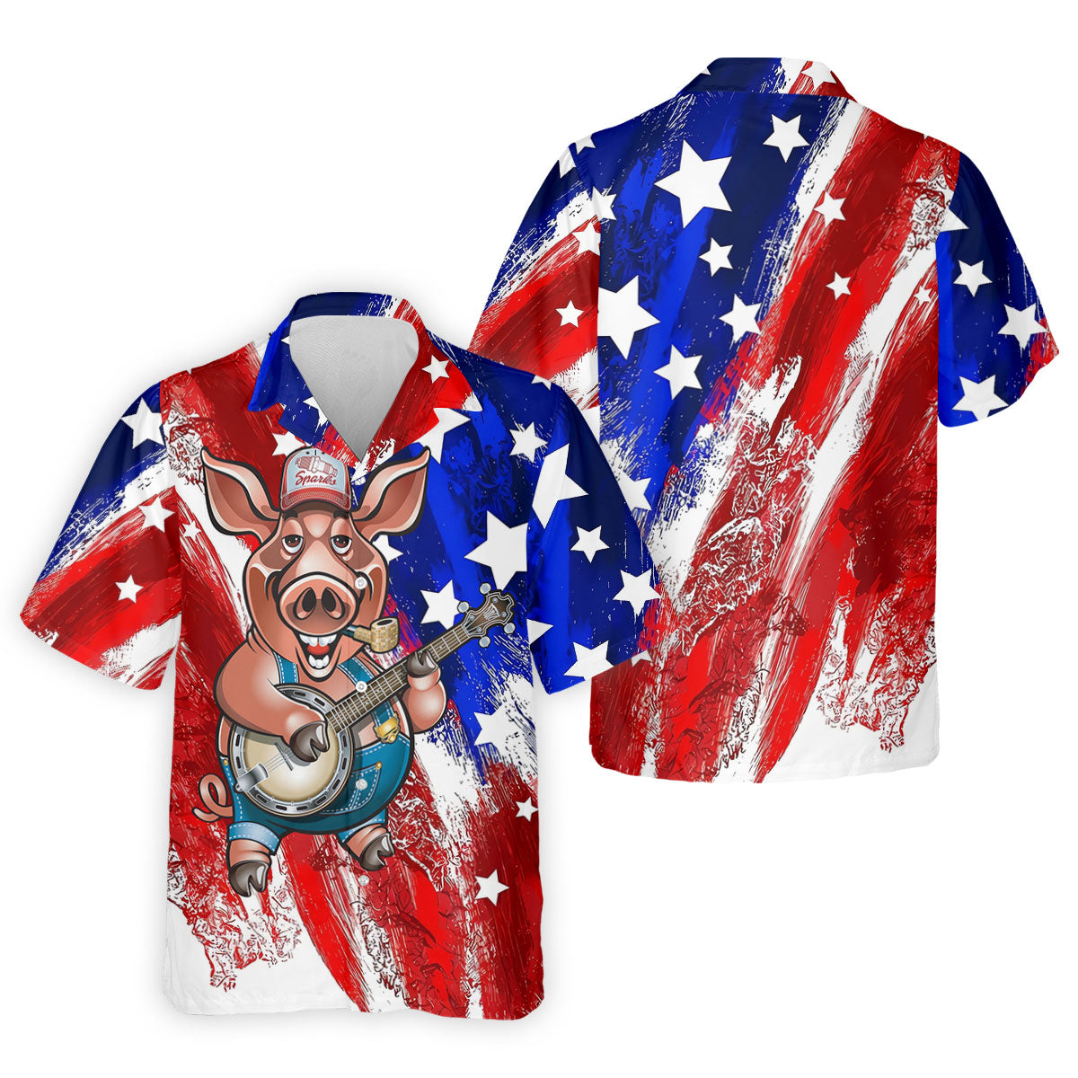Patriotic American Flag Brush Strokes Funny BBQ 250th Anniversary Polo Shirt Men, Golf Shirts For Men
