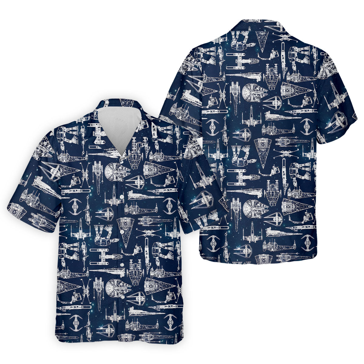 Line-art Sketches Sci-Fi Spacecraft Dark Navy Golf Shirts For Men, Polo ShirtFor Men, Golfing Apparel