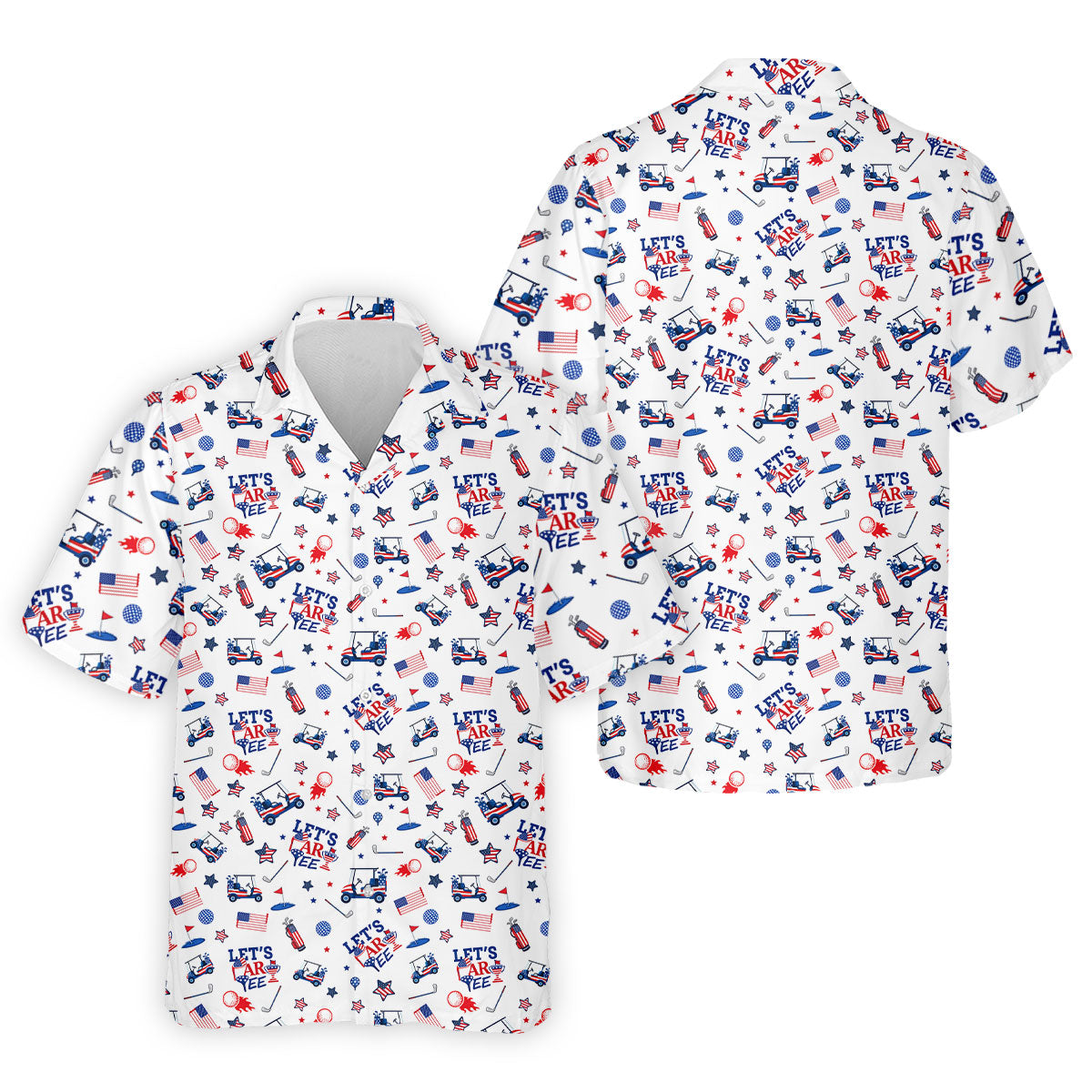 Let's Par Tee US Flag Pattern Patriotic 4th Of July Funny Golf Shirt, 250th Anniversary Golf Shirts For Men